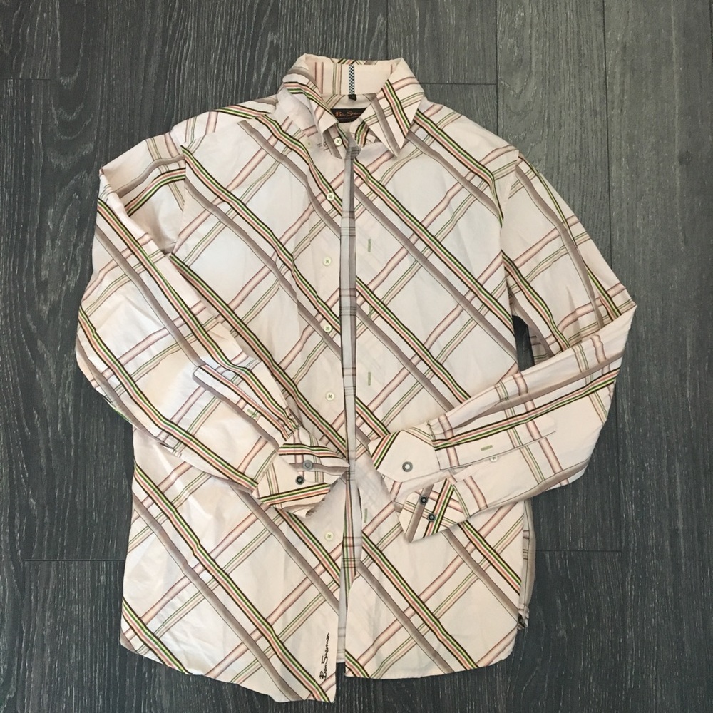 Ben Sherman Button Down Shirt Sz L Holidays